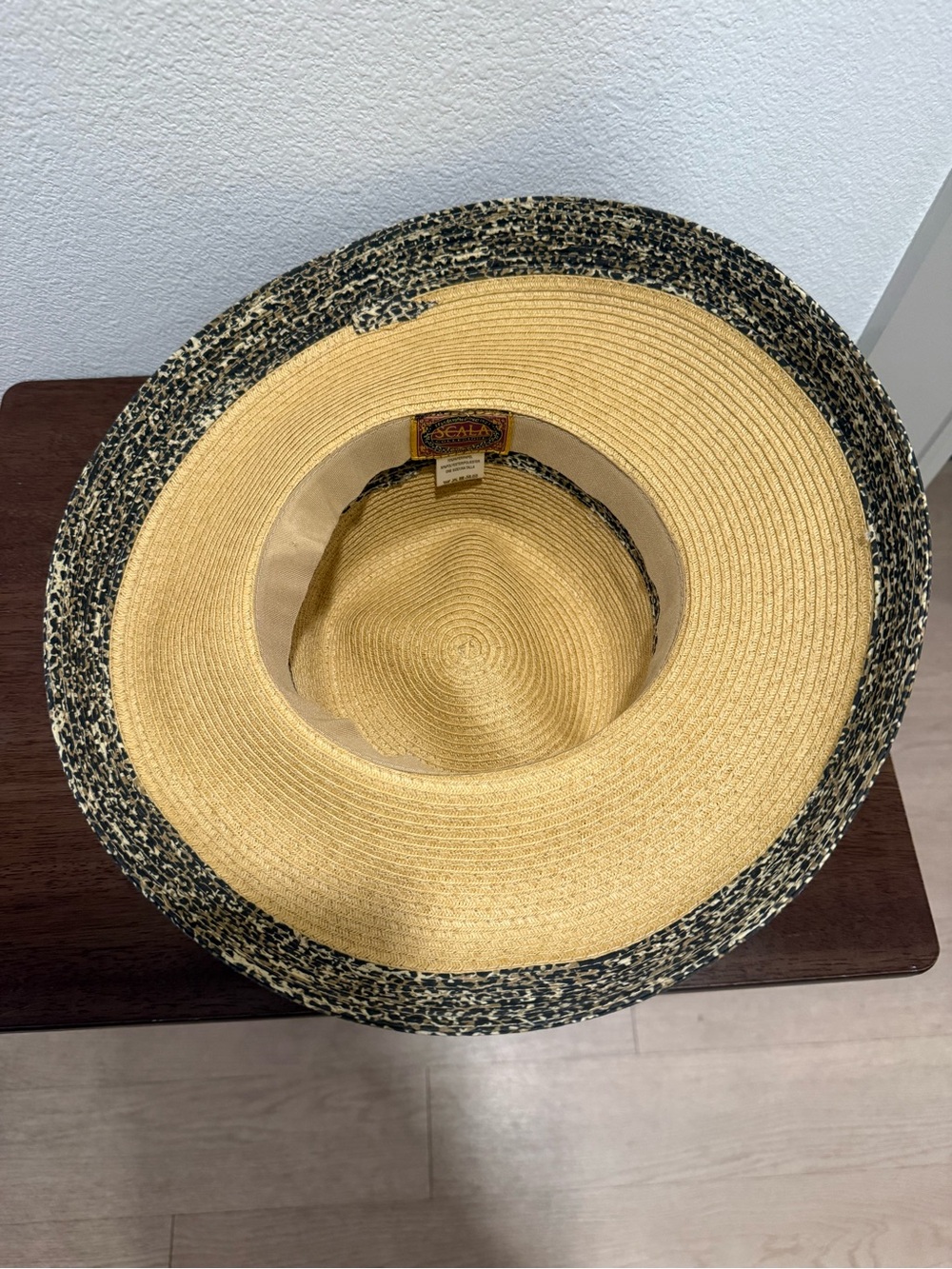 Vintage Scala Leopard Print Wide Brim Sun Hat - Picture 3 of 5